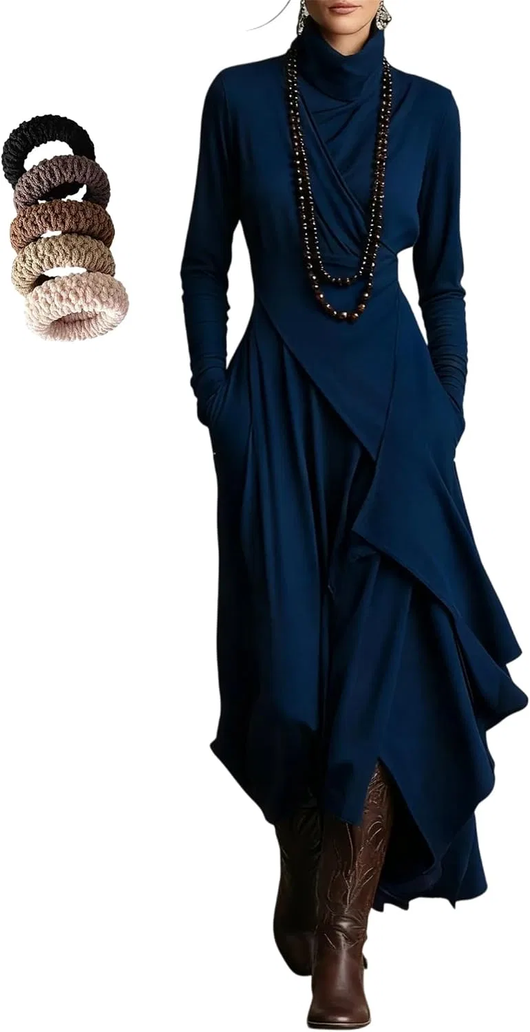 Женское облегающее платье макси с асимметричной драпировкой, Royal Blue