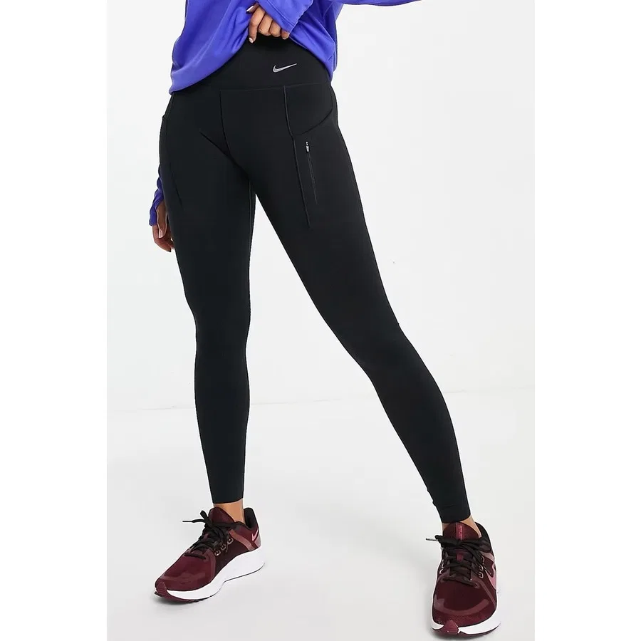 Женские спортивные леггинсы с высокой посадкой Go Firm Support Black Full Length Nike, Черный — фото 2
