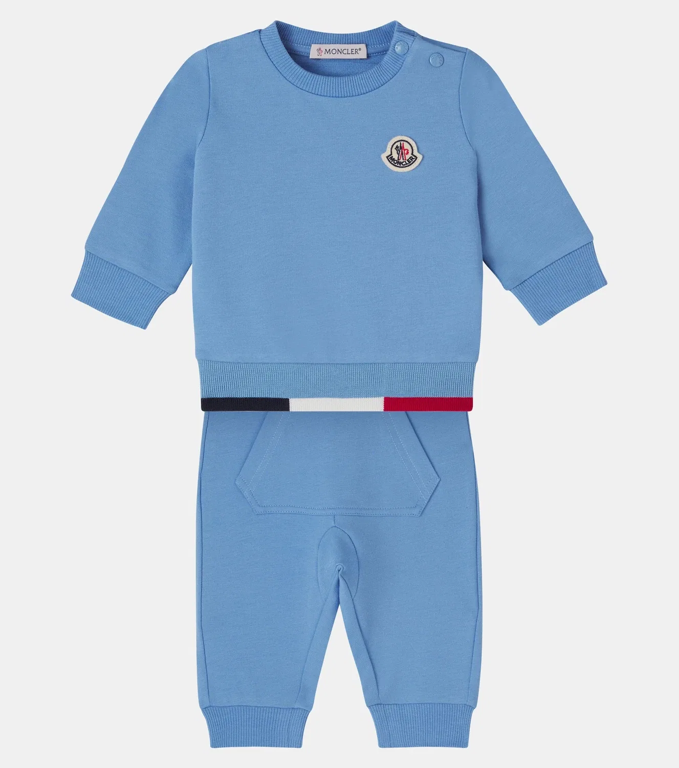 Комплект из флисовой толстовки и спортивных брюк для малышей, Moncler Enfant, бирюзовый — фото 2