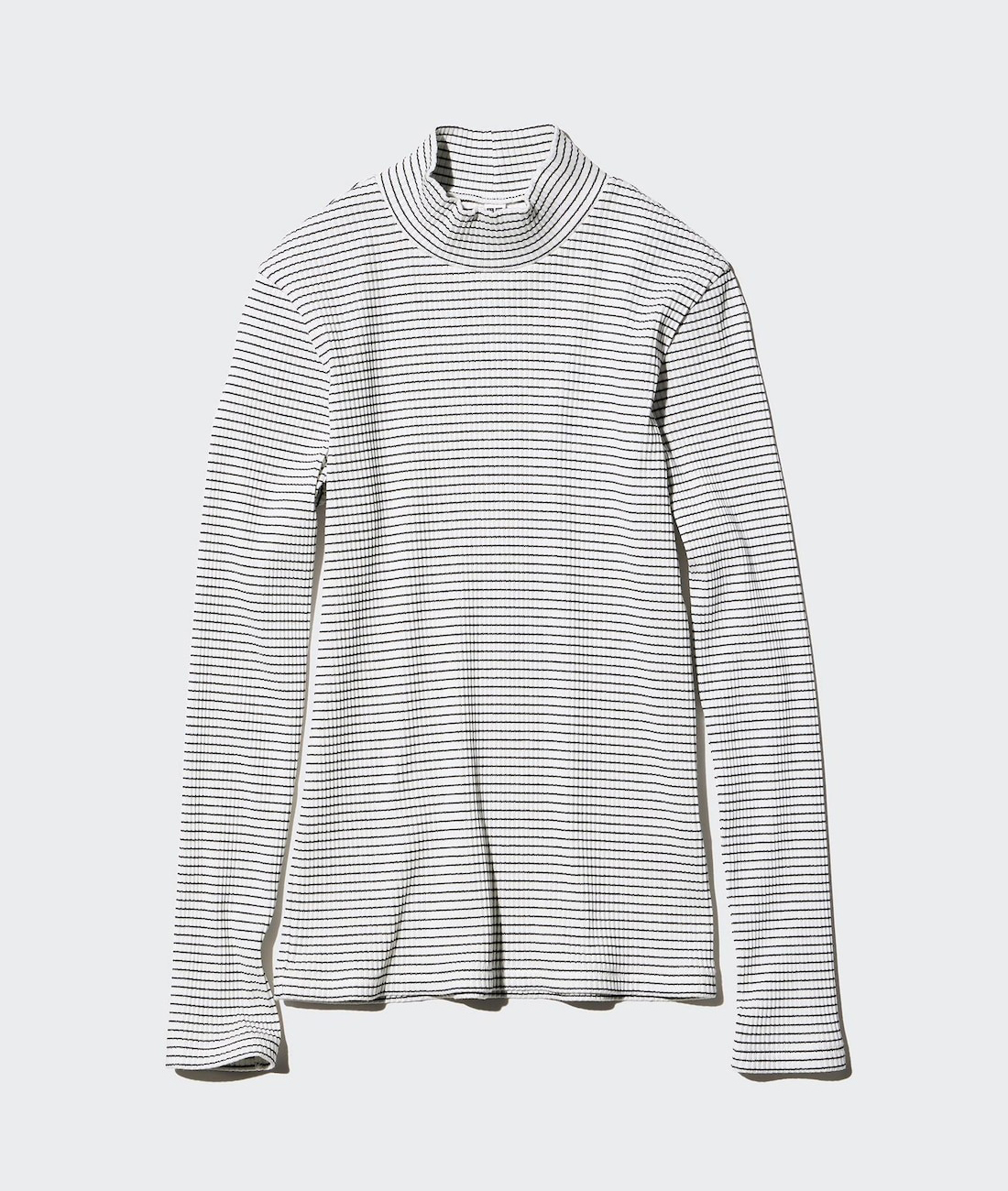 

Лонгслив Uniqlo Ribbed High Neck Stripe, 00 белый