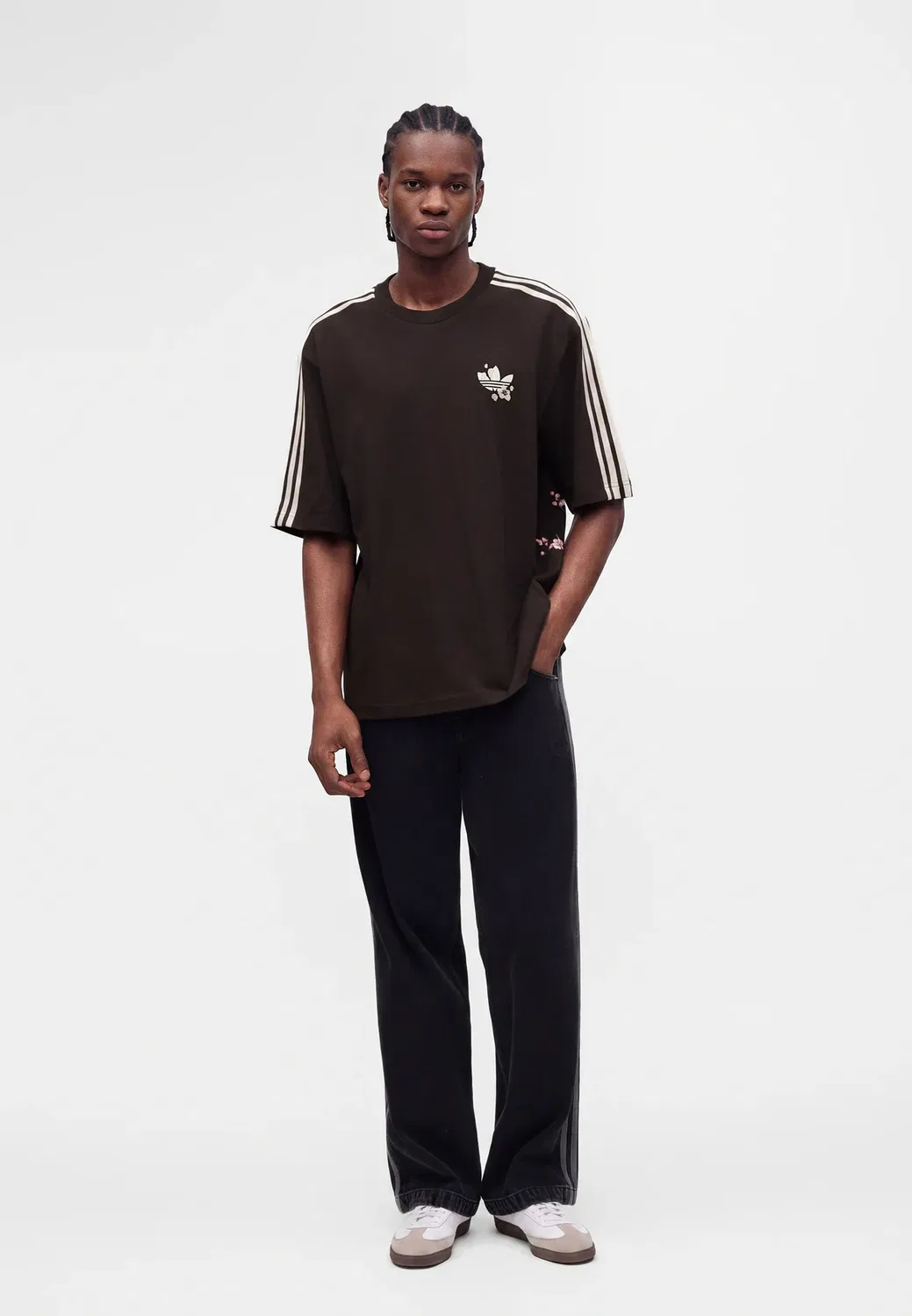 Футболка унисекс с цветочным принтом, свободного кроя Adidas Originals, Aurora Coffee