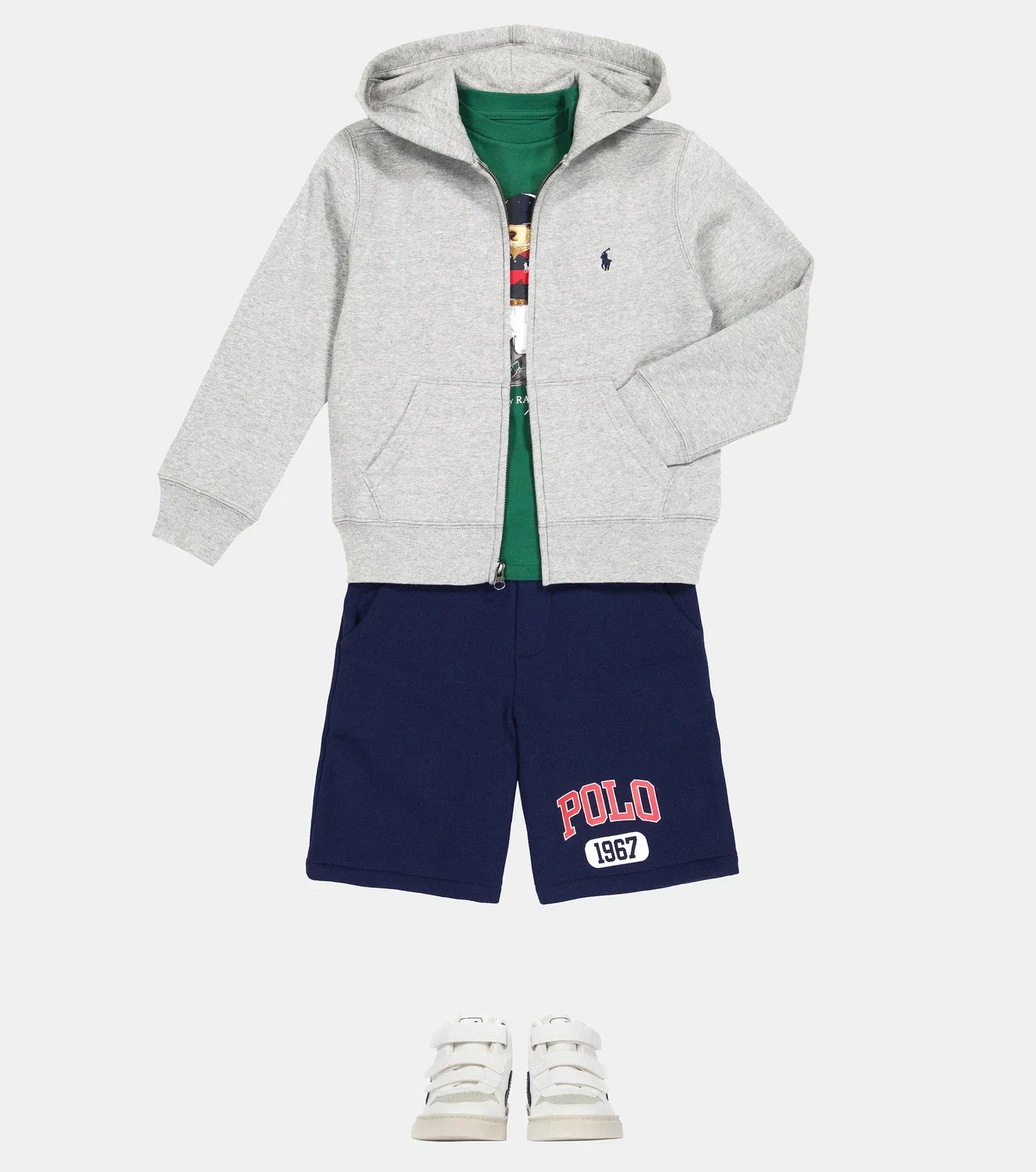 Худи из хлопкового трикотажа с молнией спереди Polo Ralph Lauren Kids, серый — фото 2