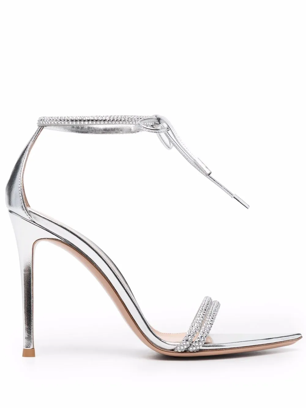 Босоножки с завязками Gianvito Rossi, серебяный