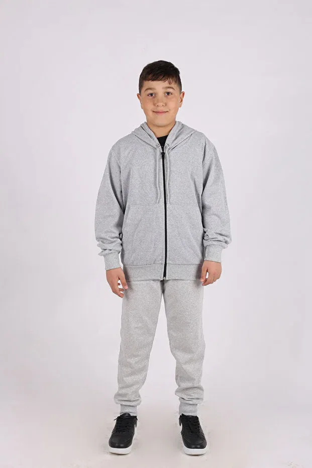Детский спортивный костюм для девочек на молнии с капюшоном Armicem, Gray-Black — фото 2