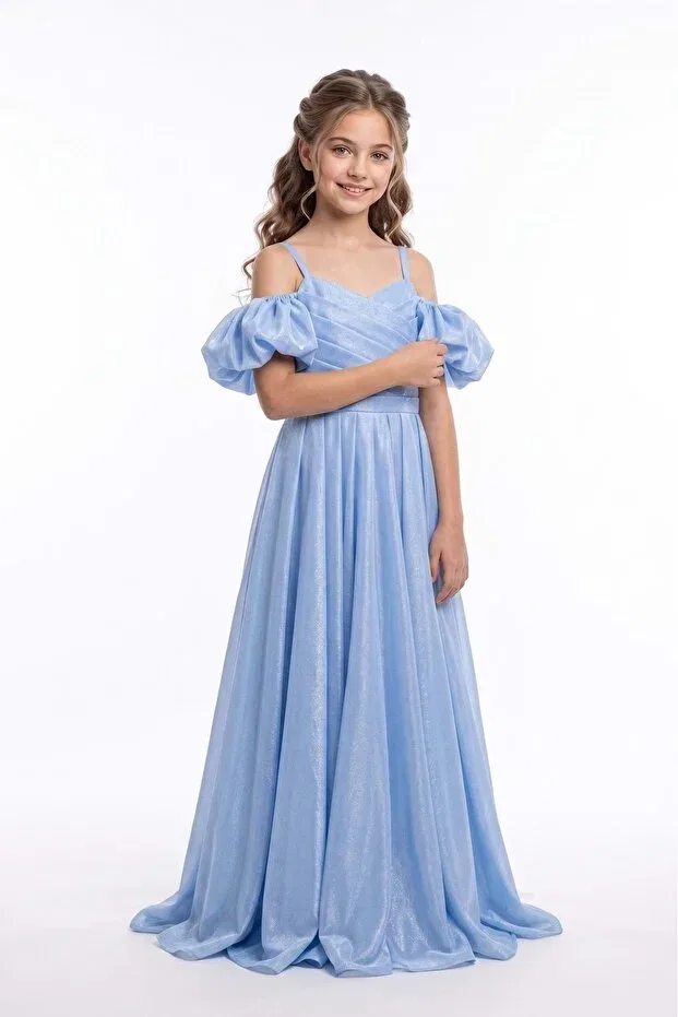 Детское платье для девочек сатиновое Party Linos girls' satin evening dress m00838 Mnk Baby&Kids, Blue