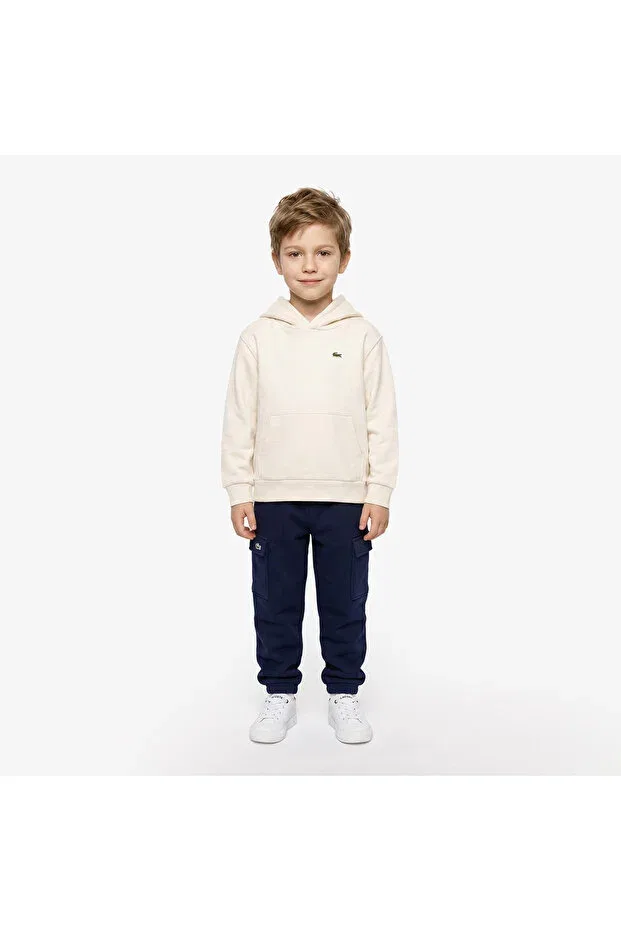 Детское худи для девочек с капюшоном Lacoste, Xfj-Cream — фото 3