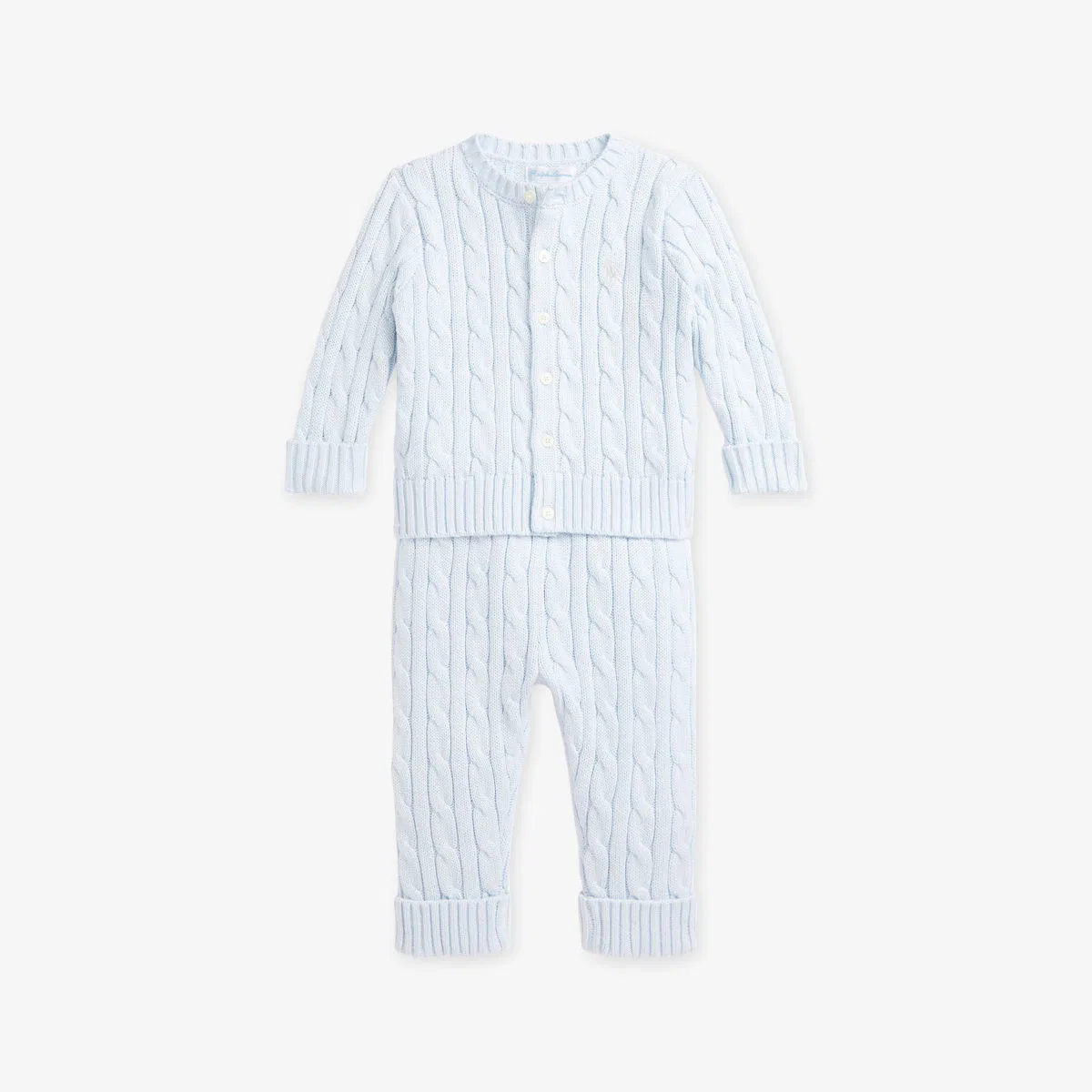 Детский хлопковый кардиган и штанишки с вышивкой Polo Ralph Lauren, синий
