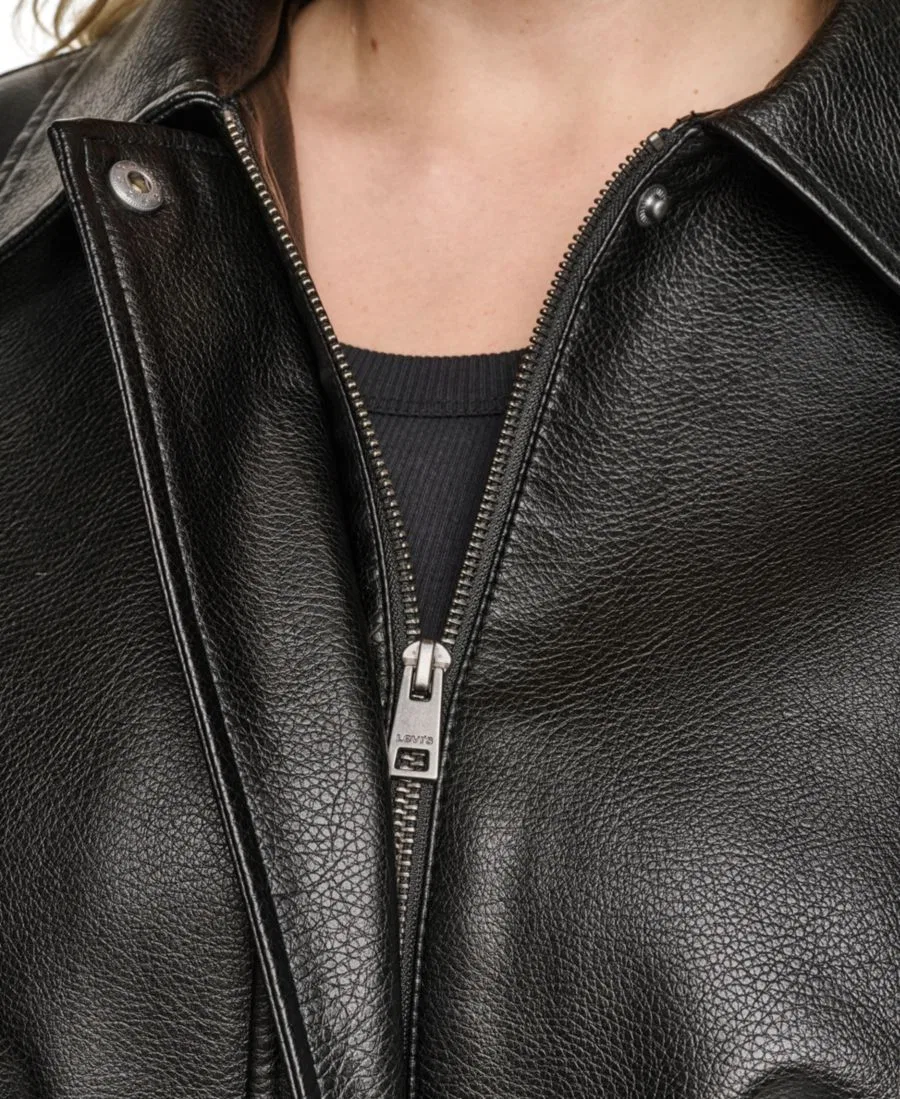 Куртка-бомбер с воротником-стойкой, из искусственной кожи, свободного кроя Levi's, Black — фото 4