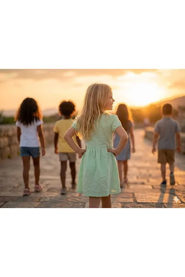 Детское платье для девочек хлопковое Hilal Akıncı Kids, Mint — фото 3