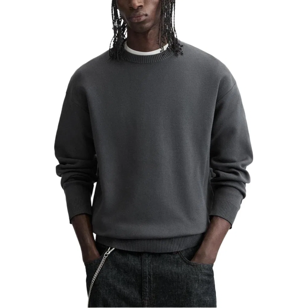 Мужской свитер с круглым вырезом Coal Gray ZARA — фото 4