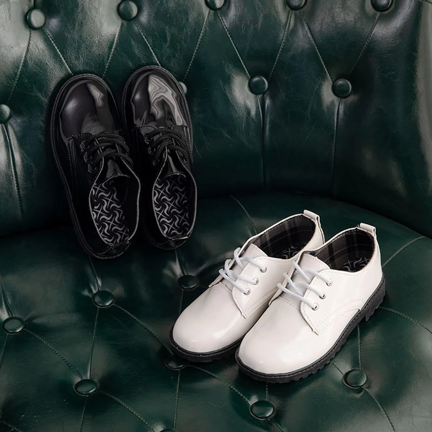 Детские оксфорды для мальчиков и девочек с принтом, модель Boys Girls Dress Oxford Shoes, бренд, Black — фото 3