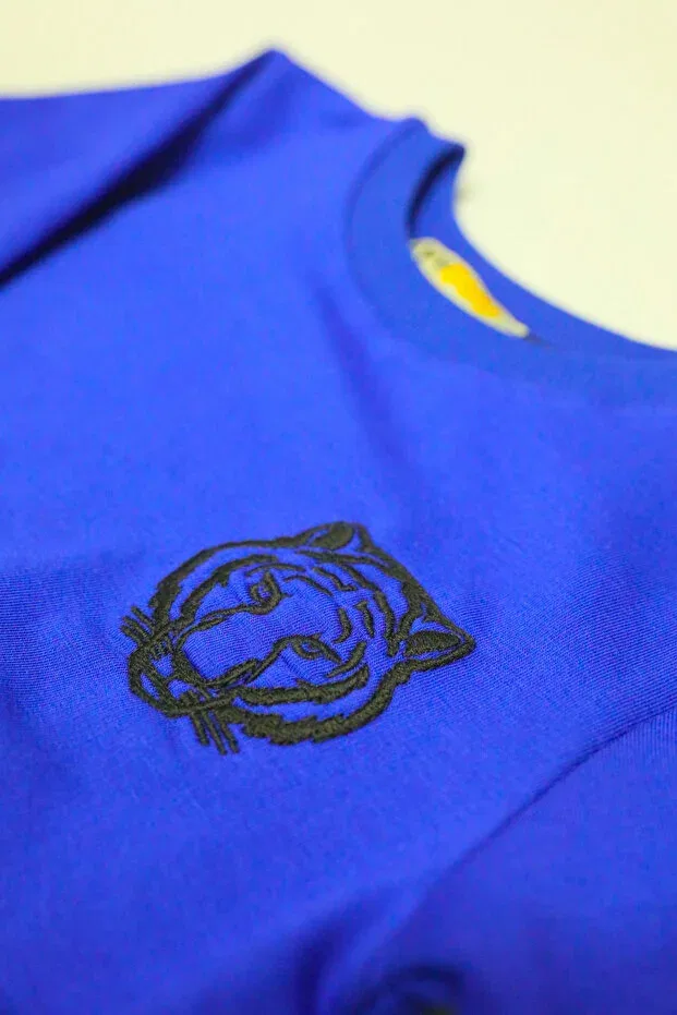 Детский спортивный комплект для девочек с принтом Tiger Embroidered Ayybuu, Blue — фото 3