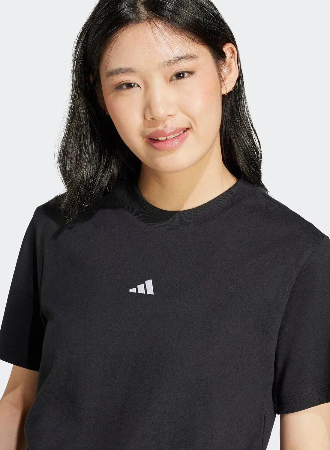 Футболка хлопковая Essentials small logo Adidas, черный — фото 3