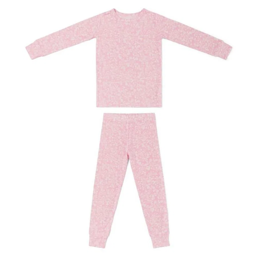 Детская пижама с длинным рукавом Petite Fleur Motette, Pink With Tiny White Flowers