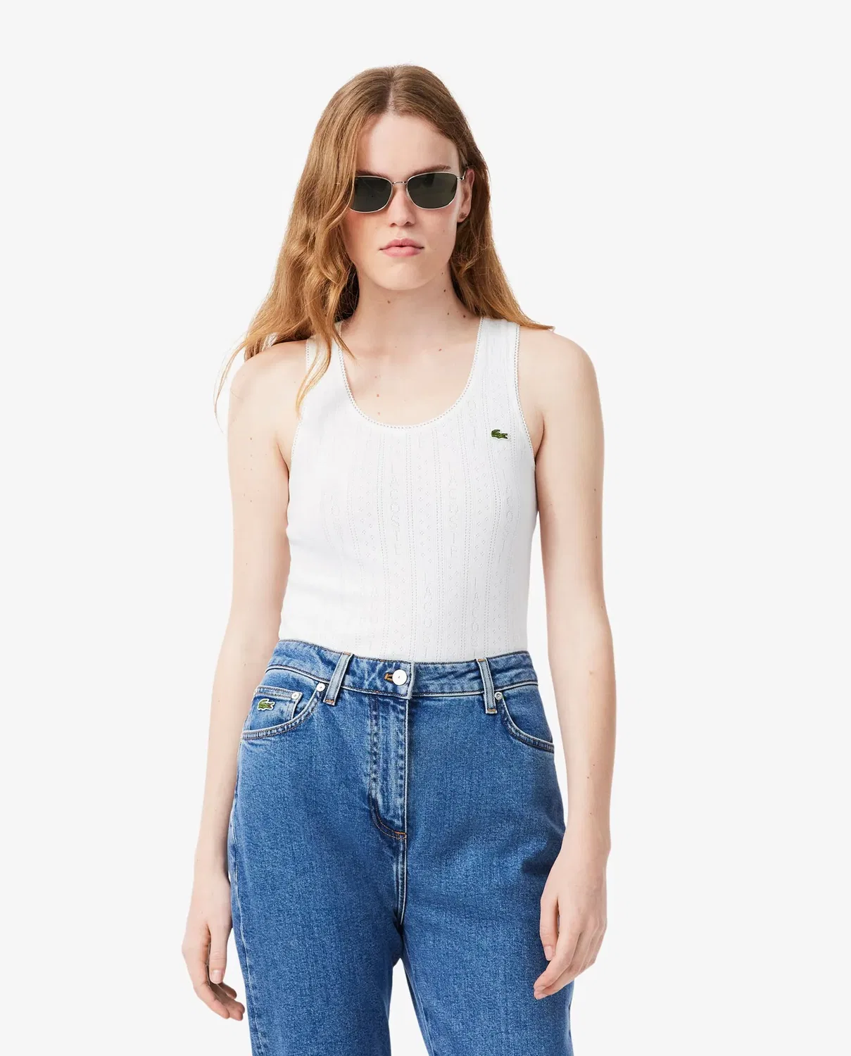 Топ Lacoste Blanco pointelle на бретелях