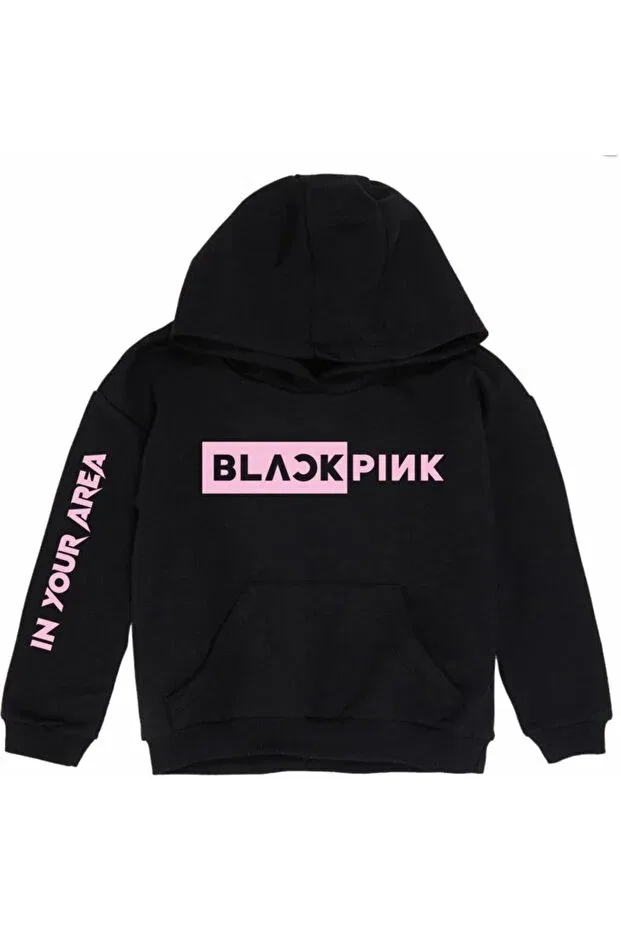Детское худи для девочек с принтом Blackpink 3 Venüsdijital, Black