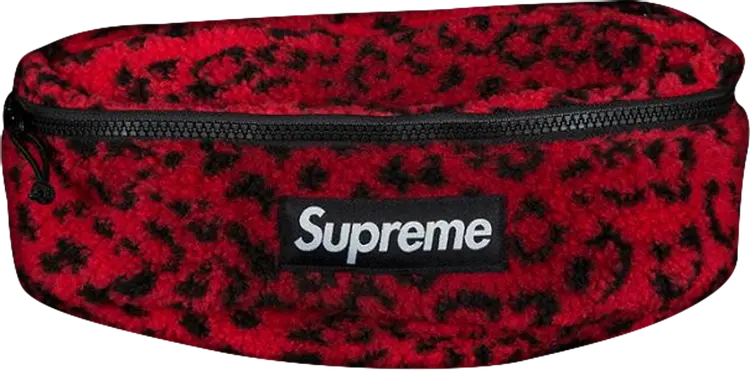 

Сумка Supreme Leopard Fleece Waist Bag Red, красный
