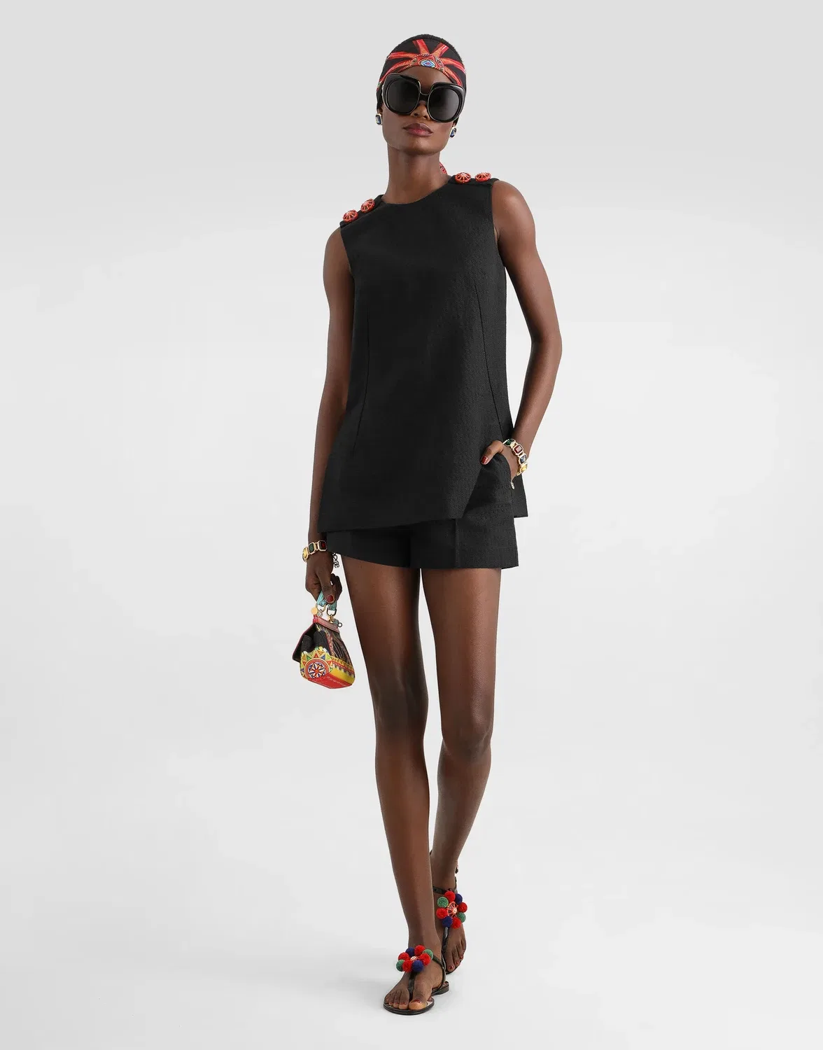 Тканевые шорты-бермуды DOLCE & GABBANA, черный — фото 2