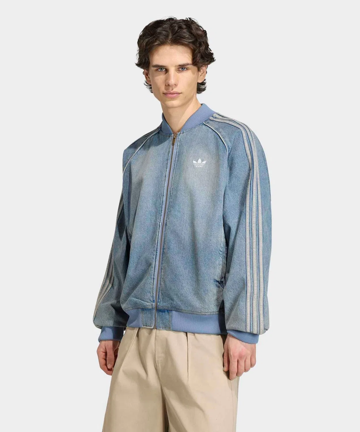 Мужская джинсовая куртка свободного кроя с молнией Adidas SST Adicolor Denim Track Top, Blue