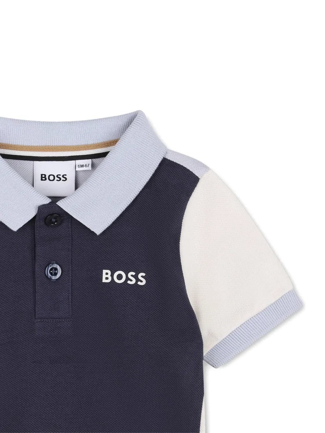 Рубашка поло в стиле колор-блок Boss Kidswear, синий — фото 3