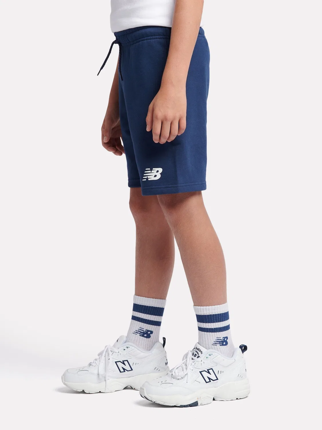 Шорты из французского терри с логотипом New Balance, синие — фото 2