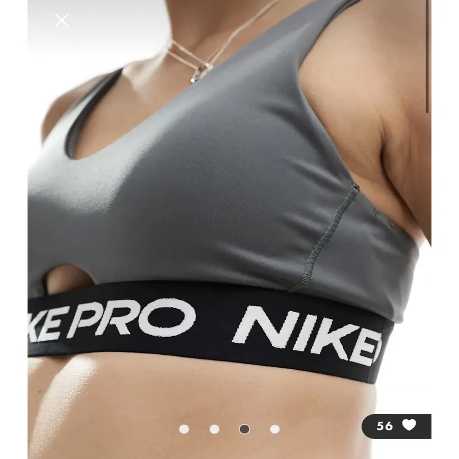 Спортивный бюстгальтер с глубоким вырезом Pro Indy Plunge Bra Nike, Серый — фото 3