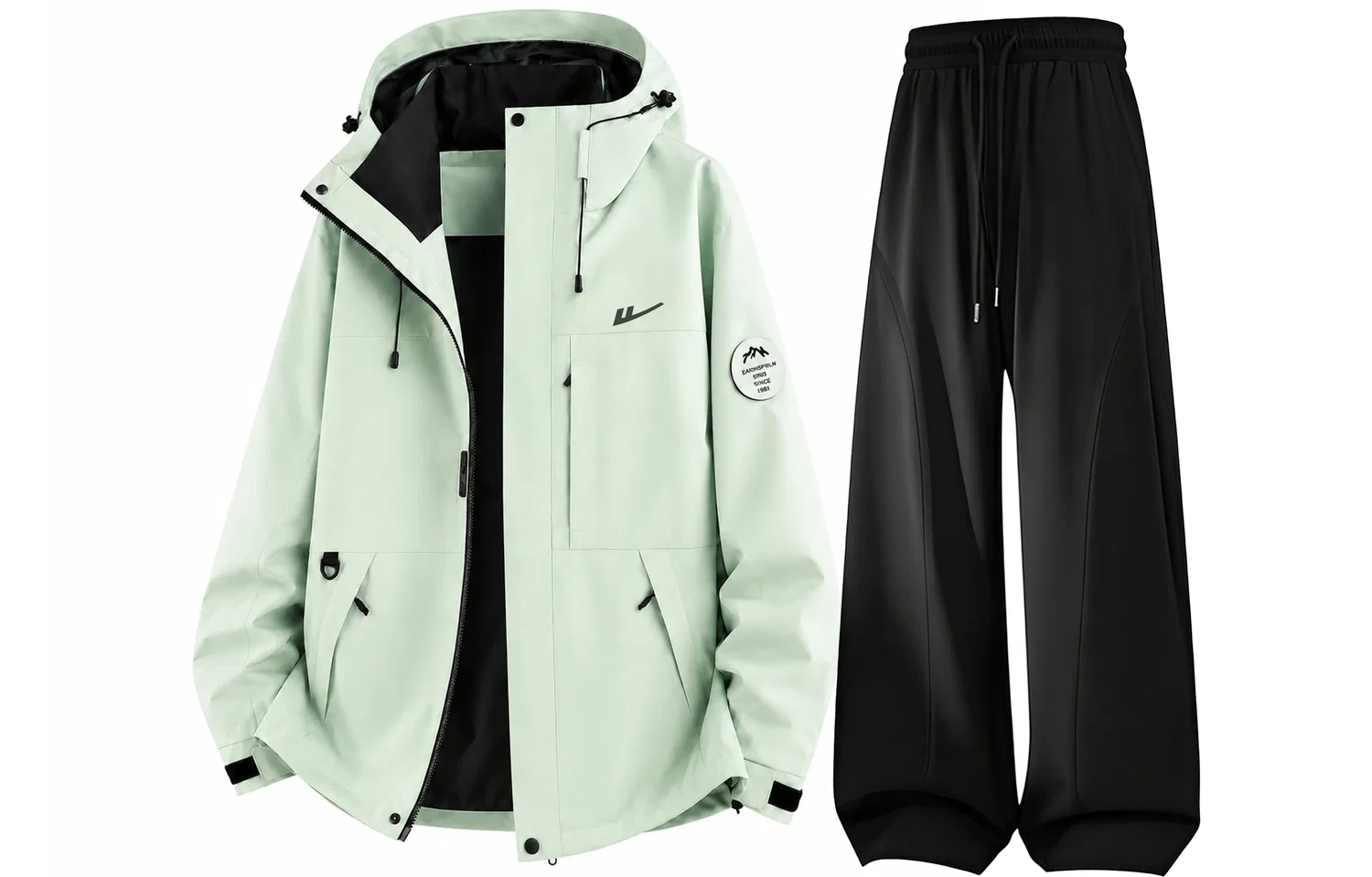 Детский комплект ветровка и брюки с капюшоном, Light Tidal Green+Black, WARRIOR