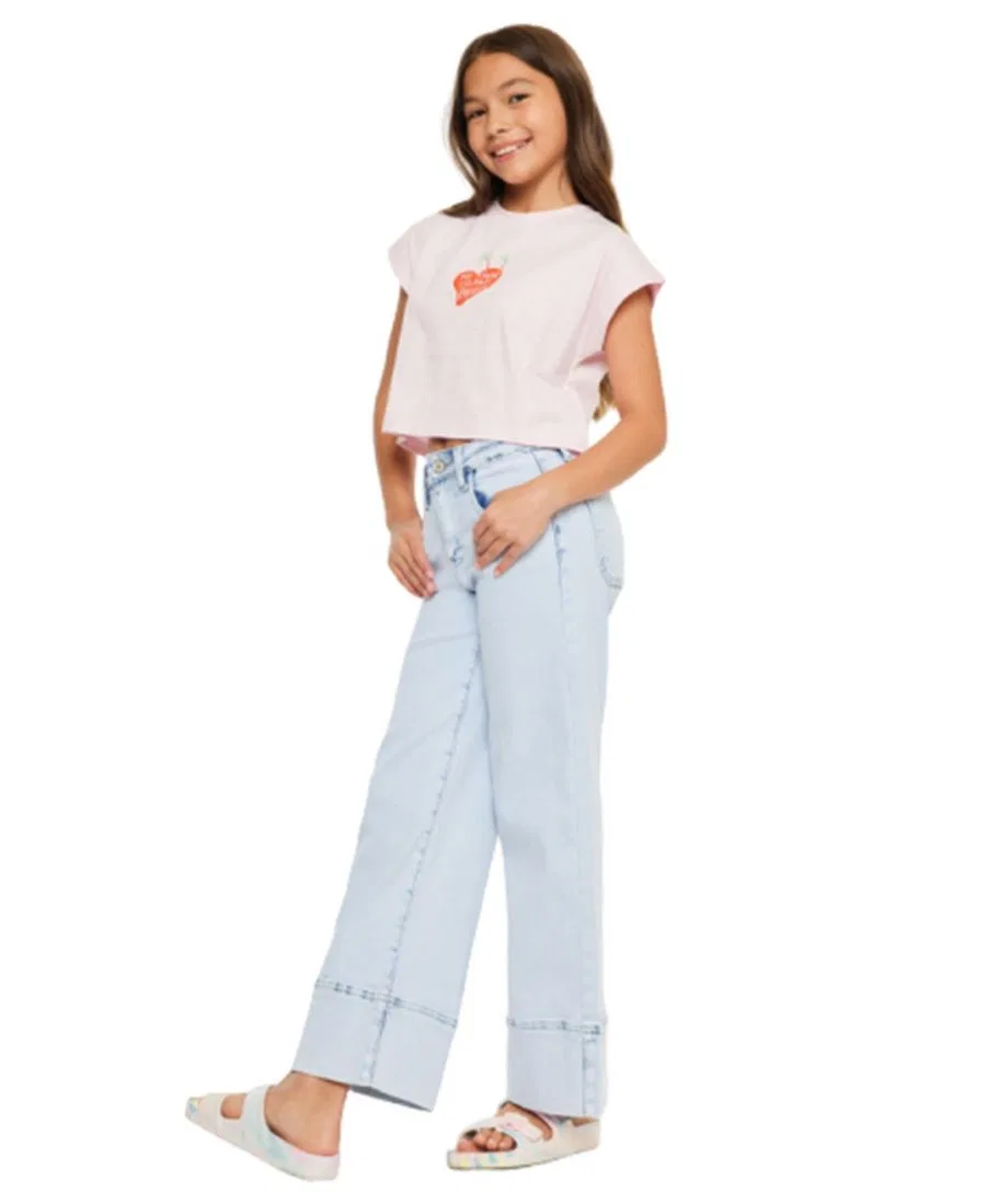 Джинсы прямого кроя с завышенной талией Kassie High Rise Crop Wide Leg KanCan, Light Wash — фото 3