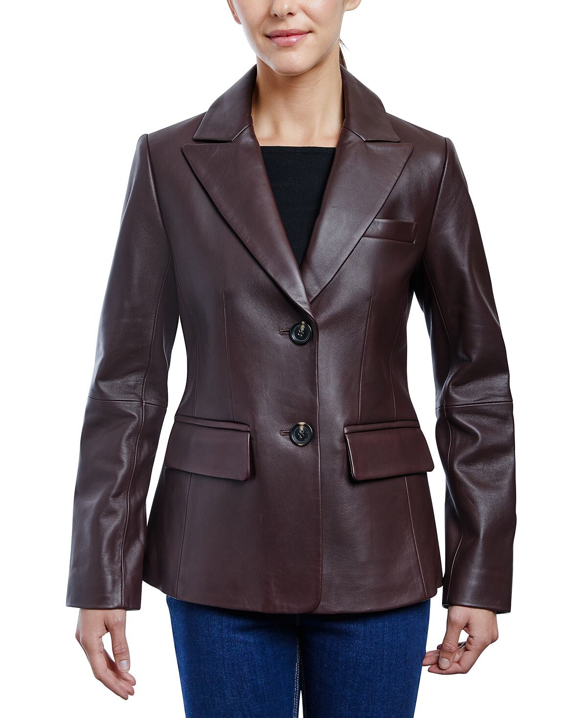 

Женское кожаное пальто-пиджак Anne Klein