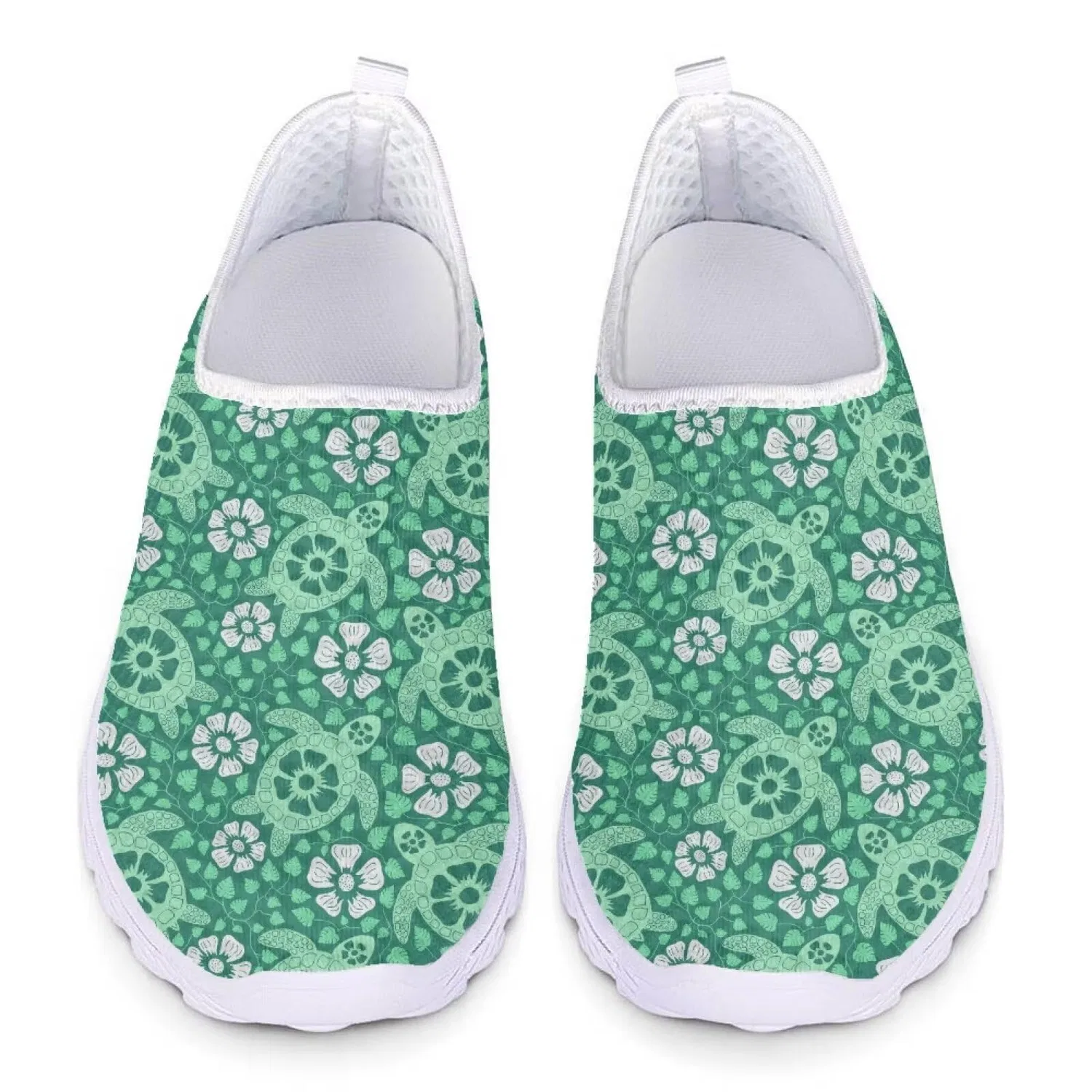 Детские кроссовки для девочек с принтом Black Cow Spots Womens Giraffe 3D Painting Sport Trainers Abstract Wild Horse Trainers, Tartarughe Marine Margherite Batik Garronmavis — фото 3
