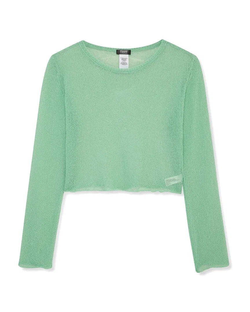 Детская кофта свободного кроя с вязаным узором Truce Loose Knit Top, зеленый