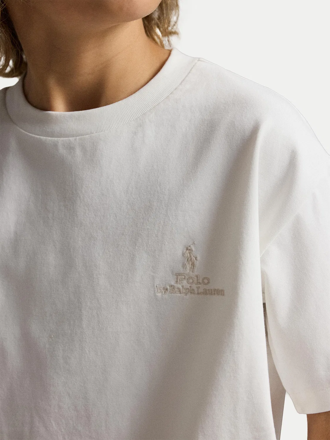 Футболка оверсайз цвета экрю для мальчика Polo Ralph Lauren, кремовый — фото 3