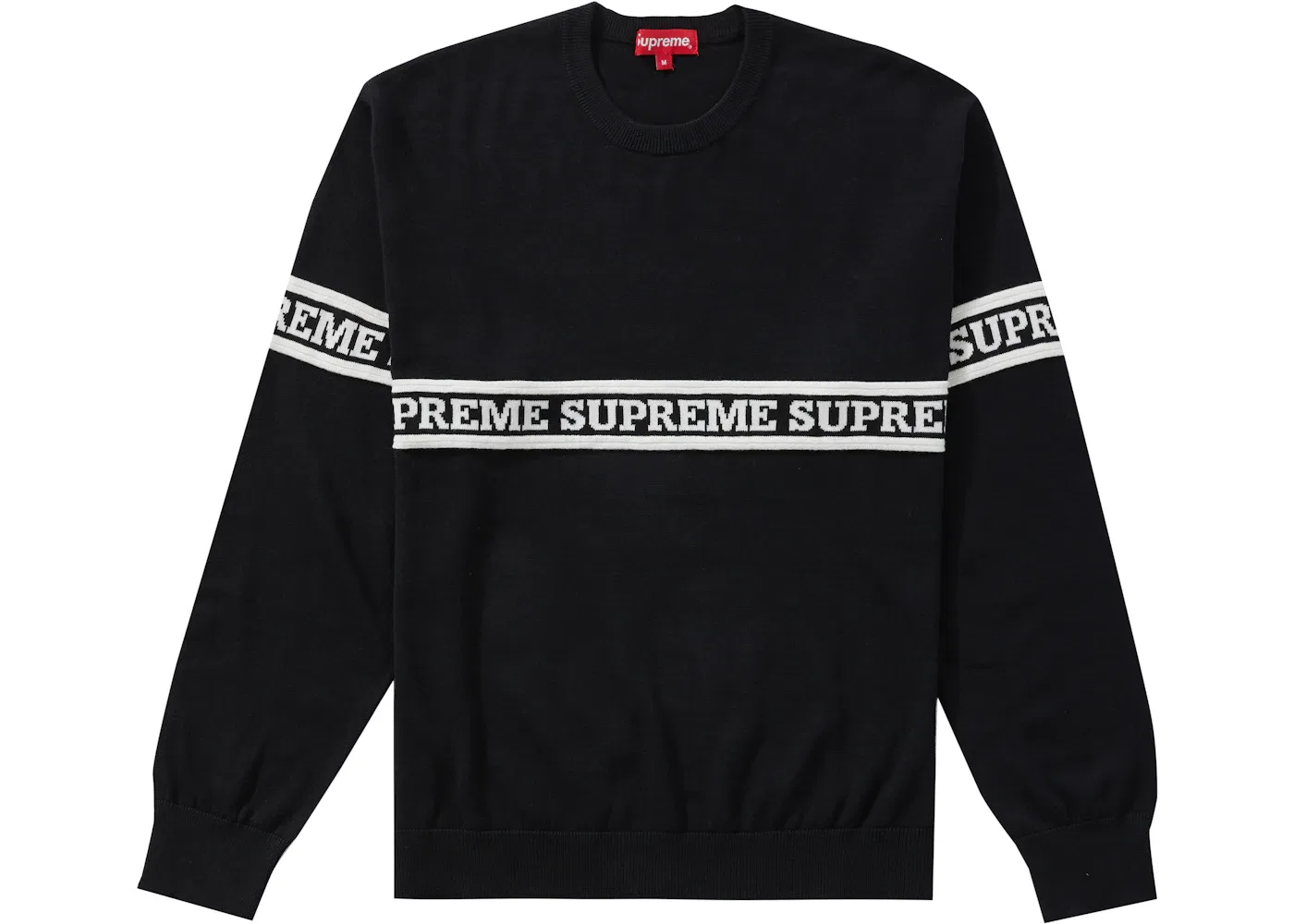Мужская футболка с принтом Supreme Logo Stripe Knit Top, Black