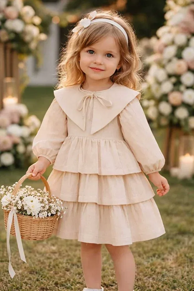 Детское платье для девочек хлопковое Pio Kids, Beige