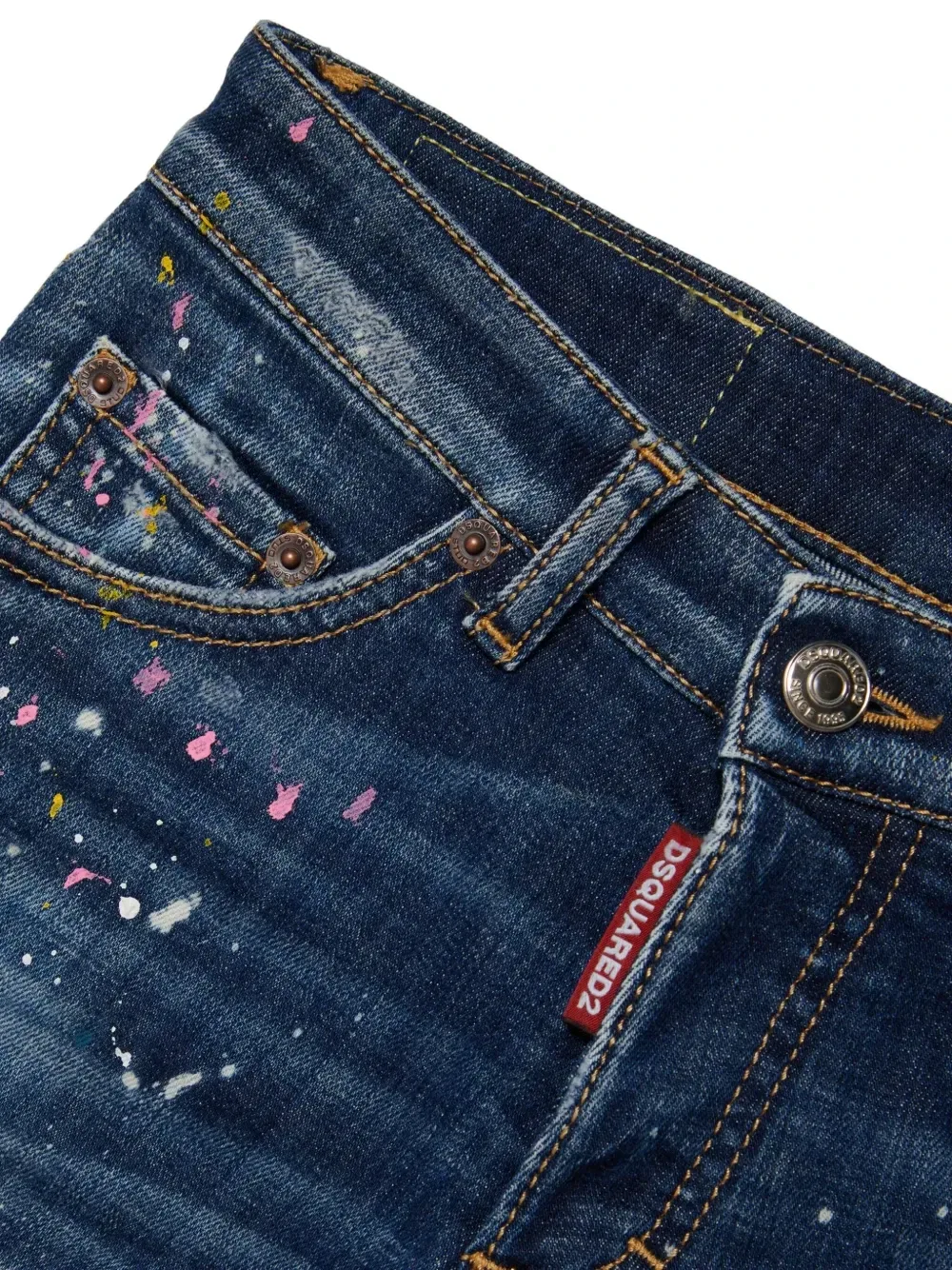 Джинсовые шорты Commando с эффектом разбрызганной краски Dsquared2 Kids, синий — фото 3