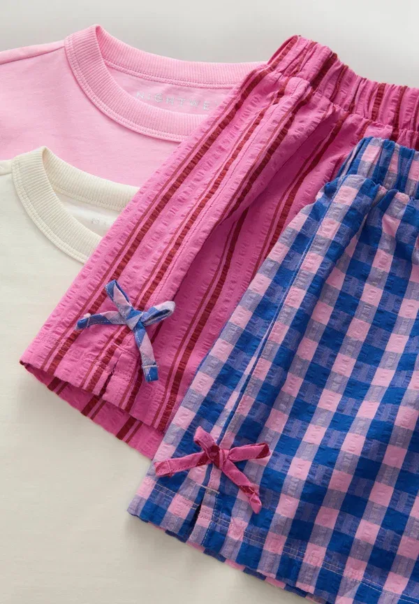 Комплект пижамы из хлопка, полиэстера и вискозы 2 шт, Next, New Blue/Pink, розовый — фото 4