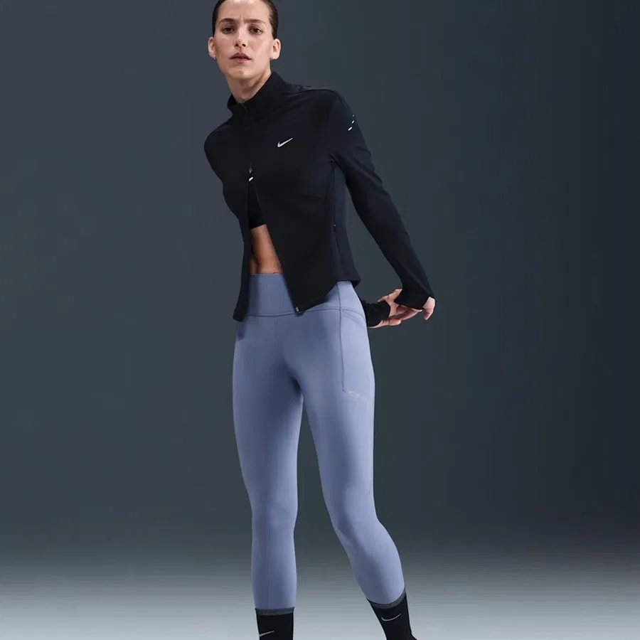 Спортивные леггинсы с высокой посадкой и карманами Swift Nike, Синий