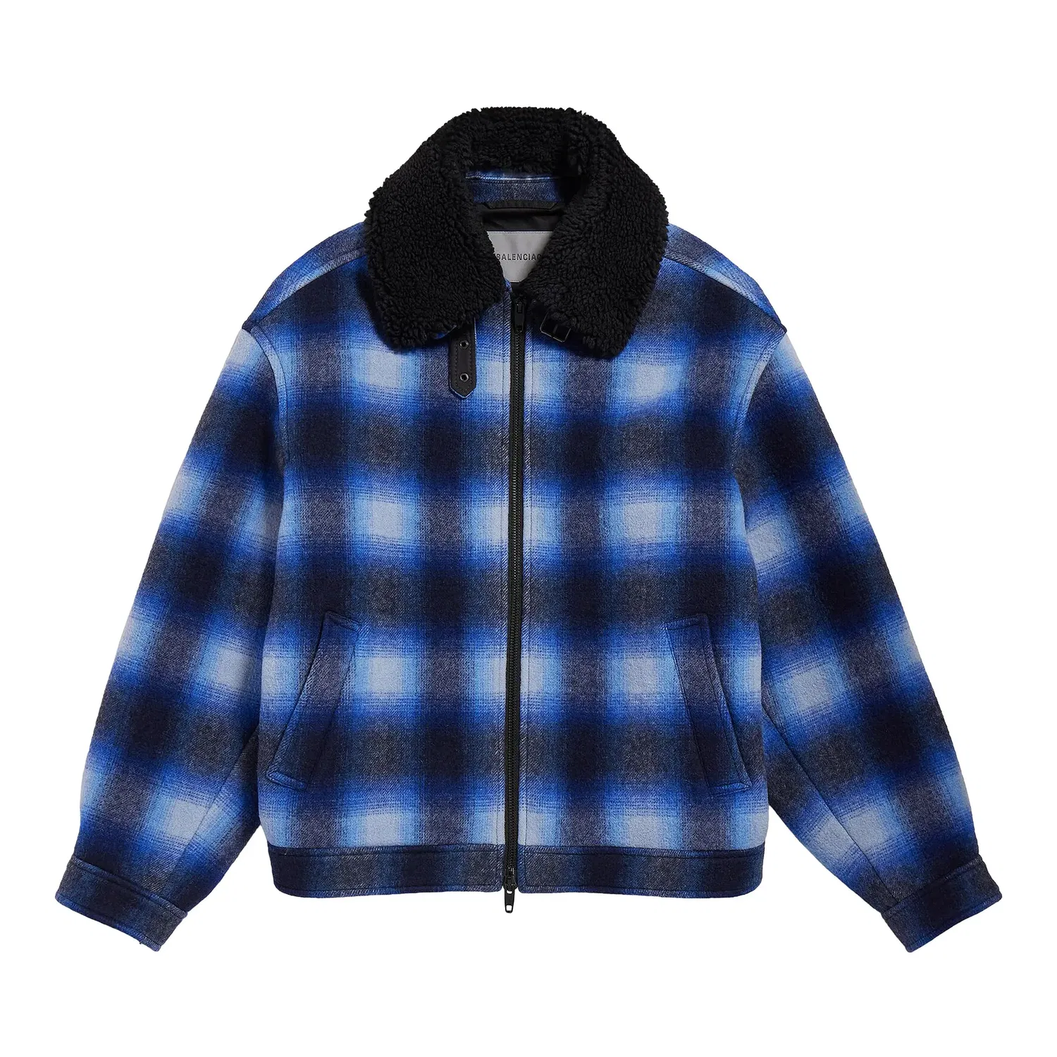 Бомбер из фланели с принтом Balenciaga, Blue/Black