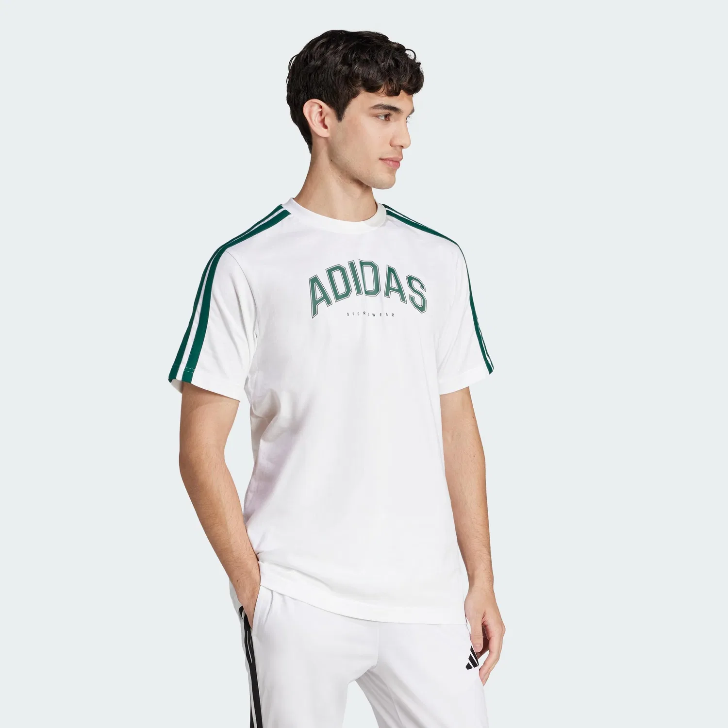 Мужская футболка с принтом Codes Collegiate Linear Graphic adidas, 2-White — фото 3