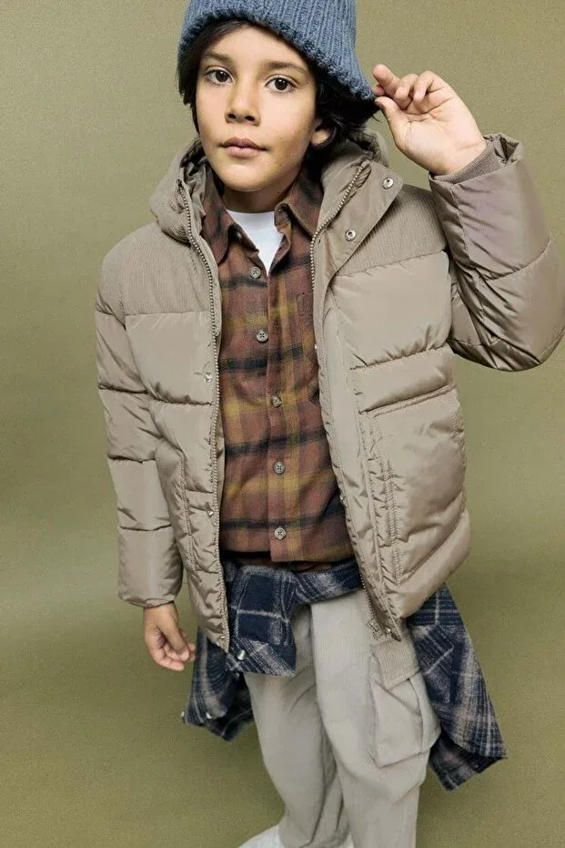 Детское пальто для девочек с капюшоном Defacto, Beige