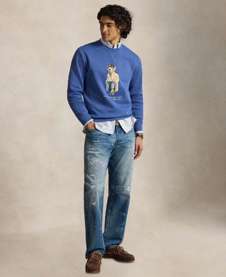 Свитшот мужской с принтом Polo Bear Polo Ralph Lauren, Bastille Blue - Heritage Bear — фото 2