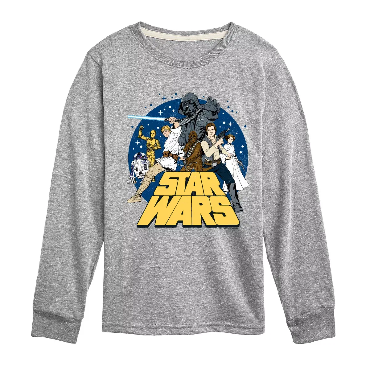 Детское лонгслив с принтом Star Wars Luke Skywalker and Friends Retro Star Wars, Red
