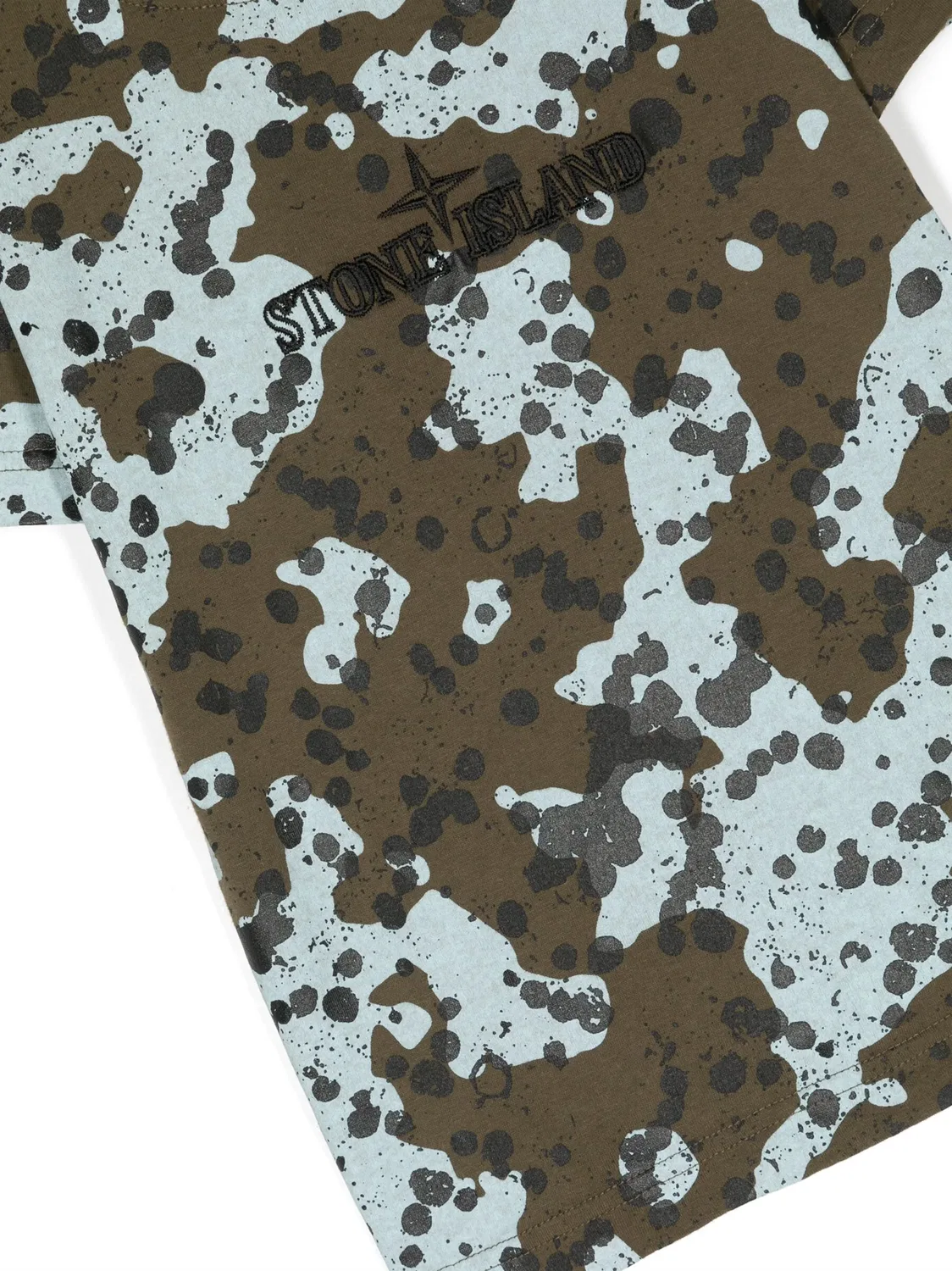 Футболка с камуфляжным принтом и логотипом Stone Island, зеленый — фото 3