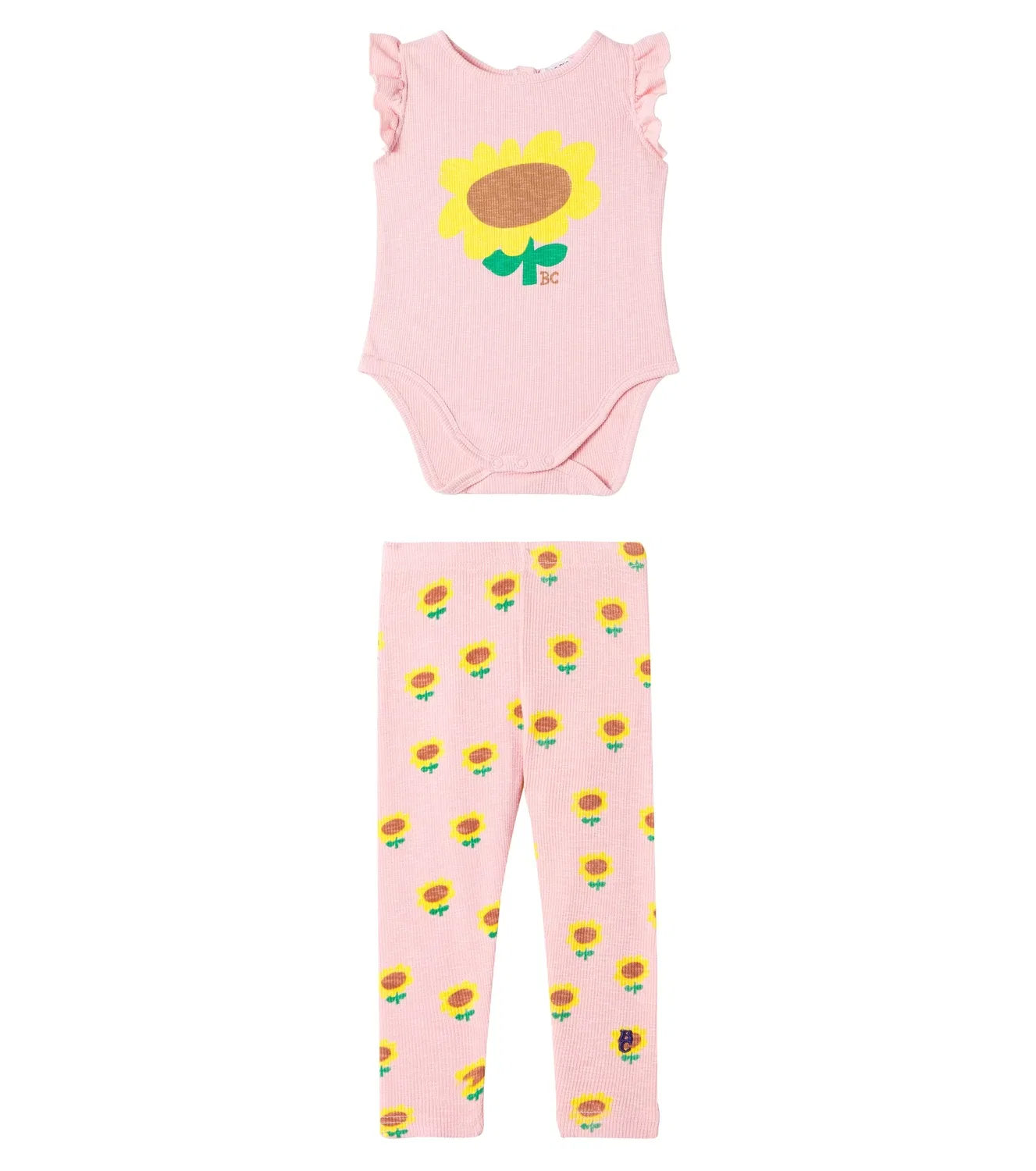 Комплект из боди и леггинсов из смешанного хлопка Baby Sunflower Bobo Choses, розовый