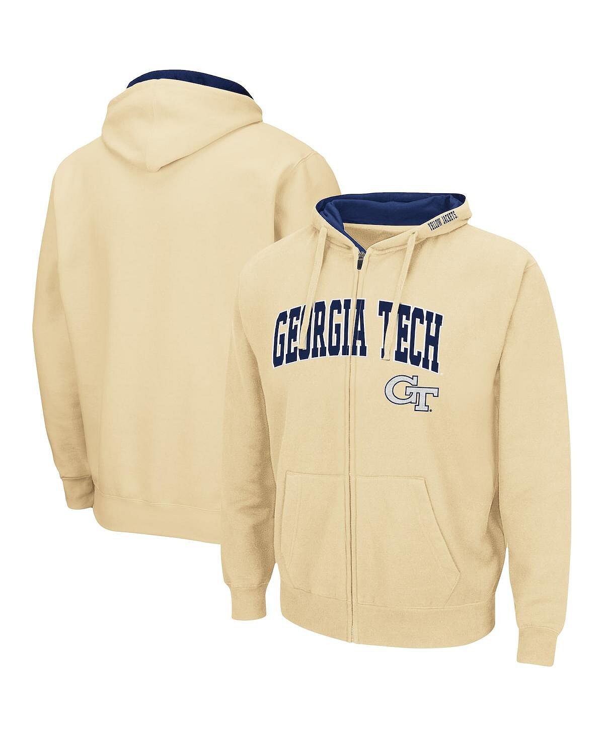 

Мужская золотистая толстовка с капюшоном georgia tech yellow jackets arch logo 3.0 с молнией во всю длину Colosseum