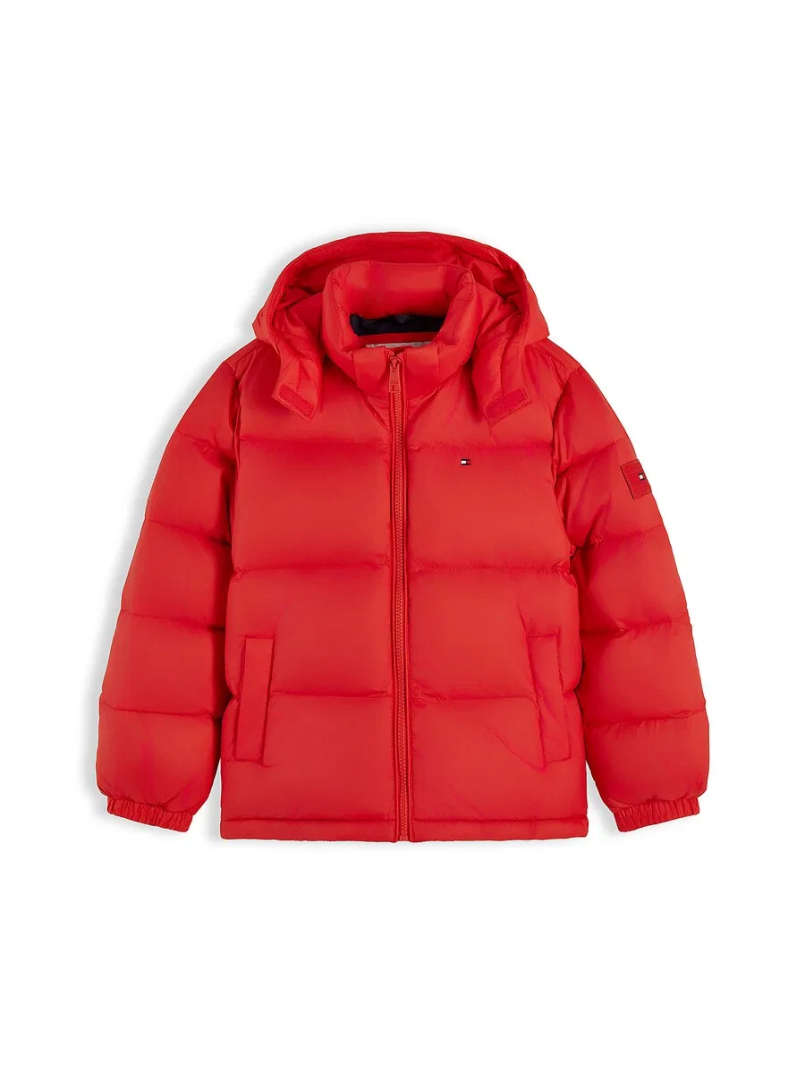 Зимняя куртка TOMMY HILFIGER 'Essential' оранжево-красного цвета
