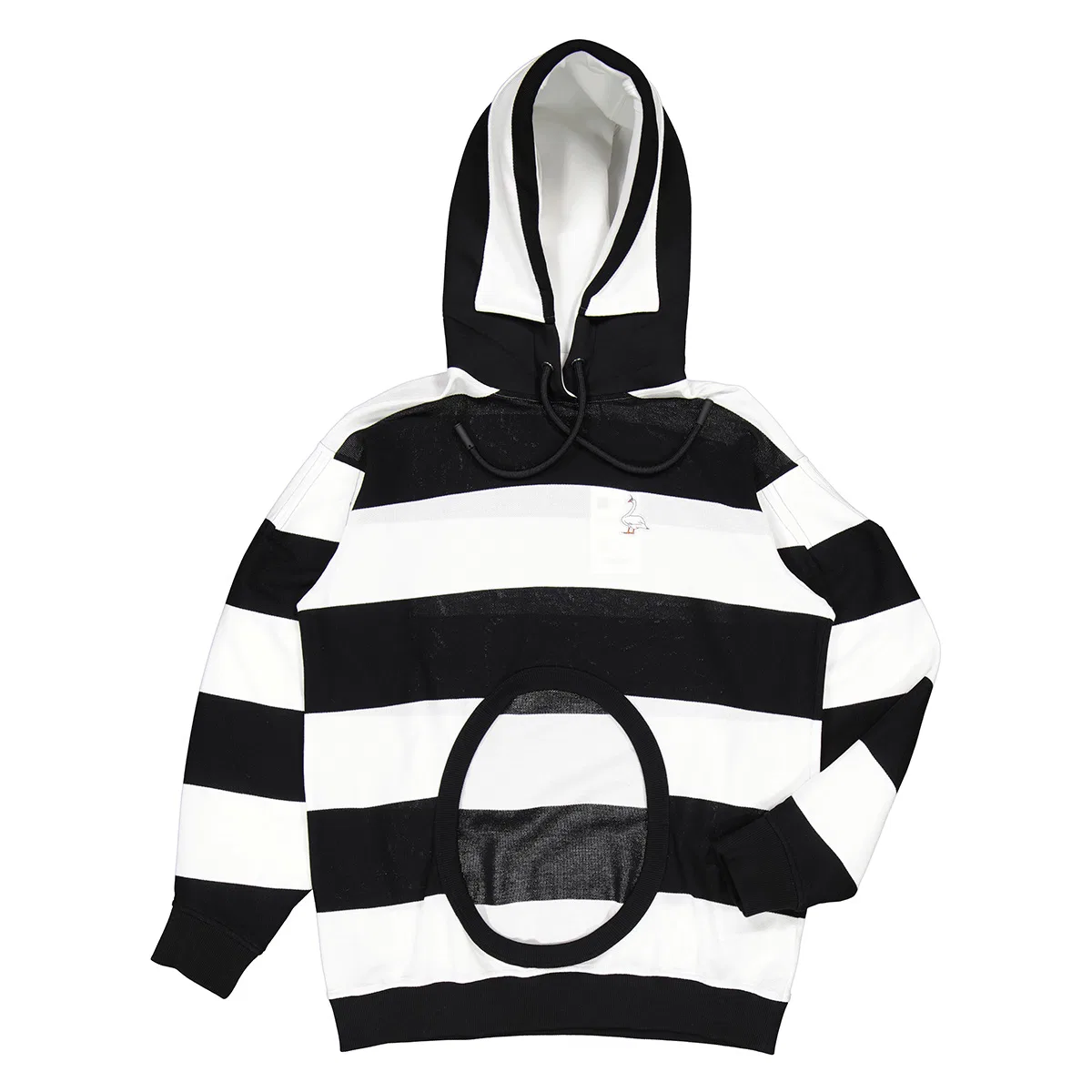 Худи с вырезом и полосатым принтом Cut-out Detail Striped Cotton Hoodie Burberry, Black — фото 4