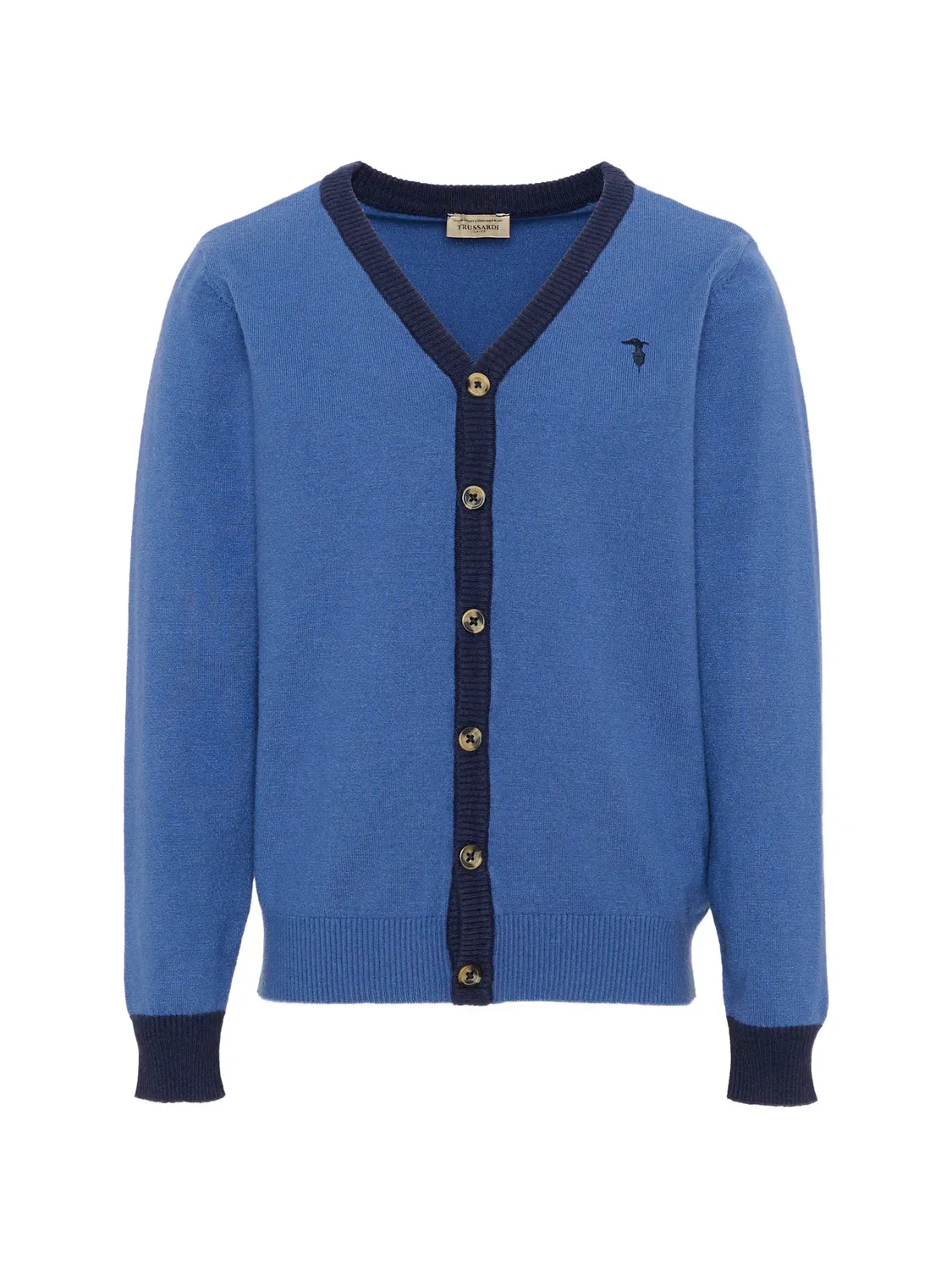 Кардиган с вышитым логотипом Trussardi Junior, синий