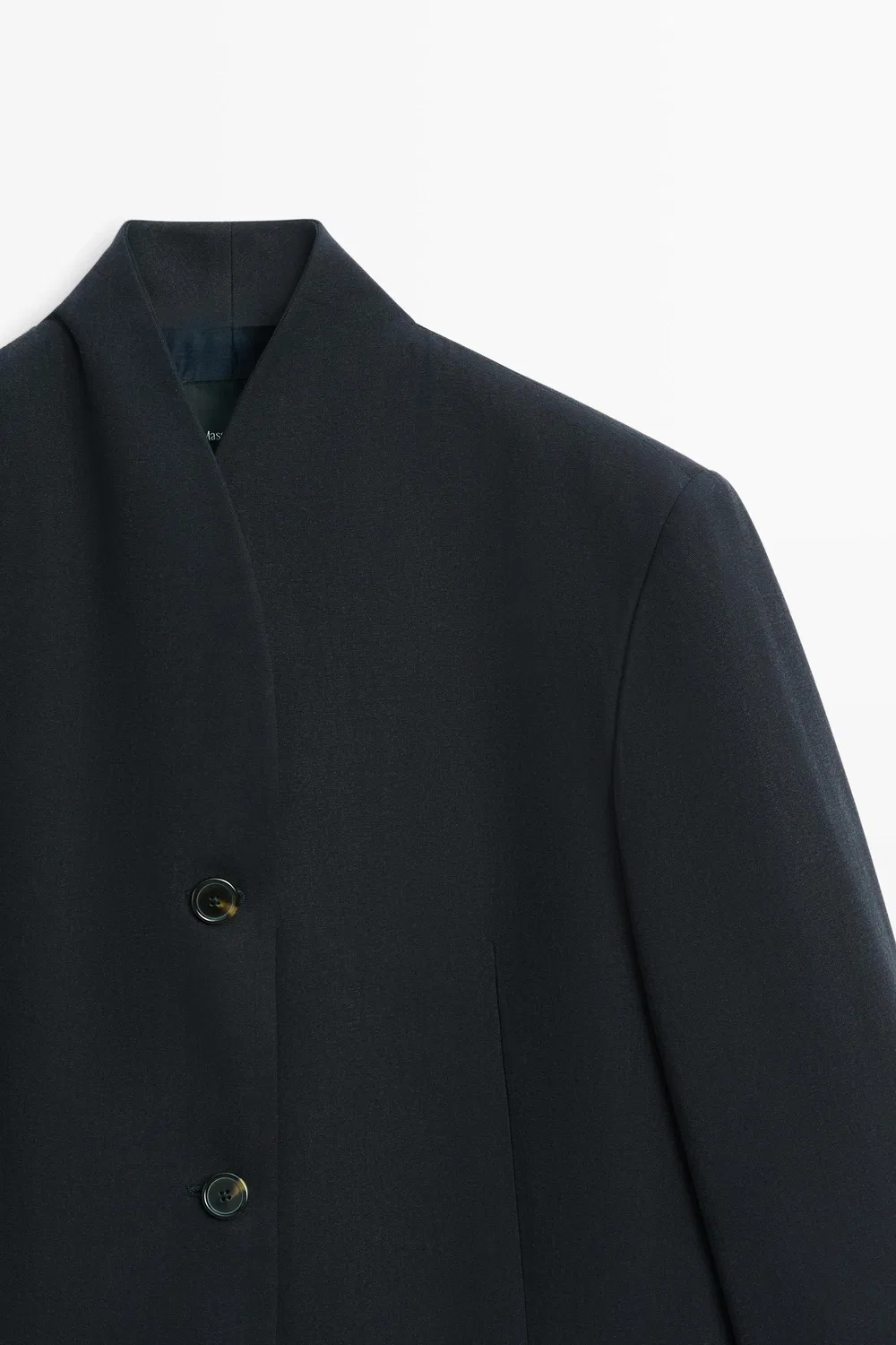 Блейзер Massimo Dutti, свободный, темно-синий — фото 4