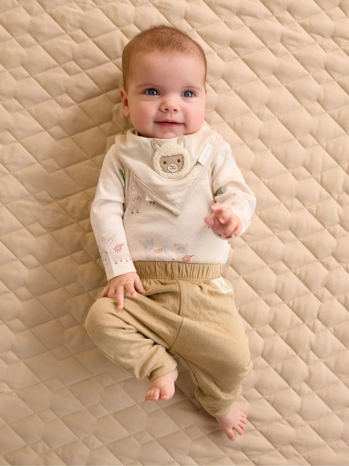 Комплект из боди и леггинсов, с принтом Purebaby, бежевый